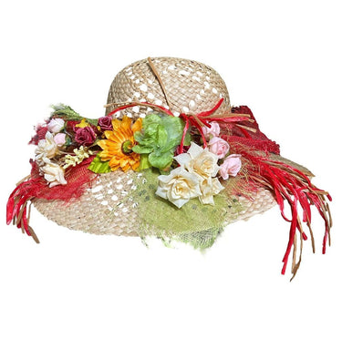 Strohhut mit Blumendeko - hutwelt - hutwelt