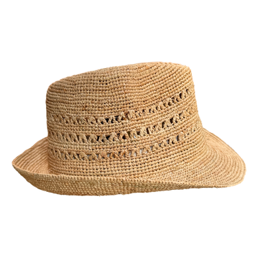 Raffia Crochet Trilby mit Lochmuster