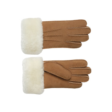 Fingerhandschuhe Schafsfell cognac