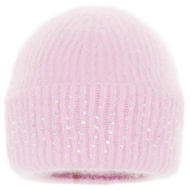 Knitted hat with glitter flowers