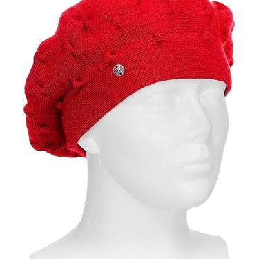 Women's knitted beret with embroidery