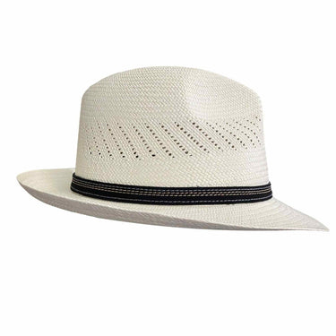 Fedora Panama Bogart Lederband weiß - faustmann GERMANY - hutwelt