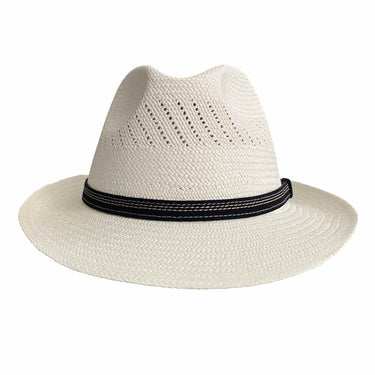 Fedora Panama Bogart Lederband weiß - faustmann GERMANY - hutwelt