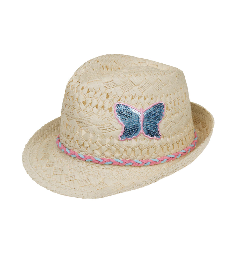 Döll Kids Trilby Strohhut Schmetterling-Döll-hutwelt